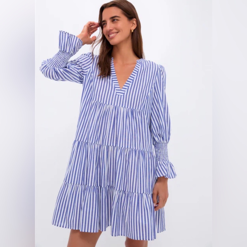 Pomander Place Blue and White Stripe Cotton Poplin Kenzo Dress Size XXL